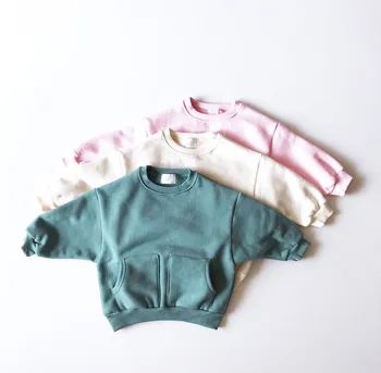 2020 m. pavasarį ir rudenį, vaikų drabužiai nauji berniukų ir mergaičių dvigubos kišenės paprastas Vakarų stiliaus visas rungtynes megztinis