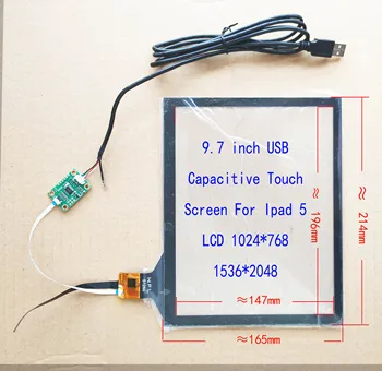 9.7 colių USB Capaivitve Touch Jutikliai, digitizers IPAD 3 4 5 6 LCD 2048*1536 Raiškos LCD Paramos Win7 8 10 Aviečių Pi