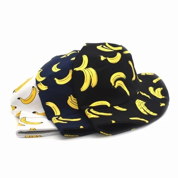 Naujas Mados Originalus Bananų Spausdinti Panama Kibiro Kepurę Moterims Vasaros Atsitiktinis Panama Unisex Kibirą Bžūp Lauko Kelionių Žvejys Skrybėlę
