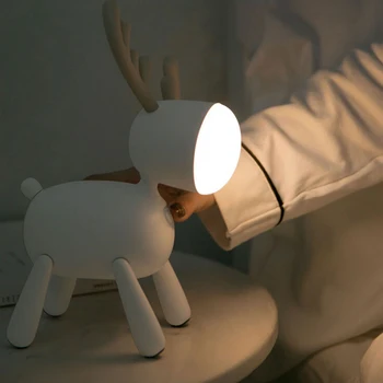 Briedžių, Elnių Pasukimo Naktį Šviesos Uodega Reguliuojamas Laikas USB Lempa, Vaikų, Miegamojo Puošimas mielas naktinė lempa Animacinių filmų lempos vaikai, naktiniai staleliai, lempa