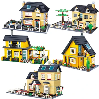 Wange Suderinama Miesto Architektūros modelis kapitalo statybos rinkiniai blokuoti vaikams, žaislai vaikams, plytos, Prancūzija vila kaime rinkiniai