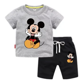 Vasaros Berniuko Drabužių Medvilnės marškinėliai Kelnės Mergaitėms, Drabužiai Nustatyti Mickey Mouse Sportiniai Kostiumai Vaikų Drabužiai Vaikams Komplektai