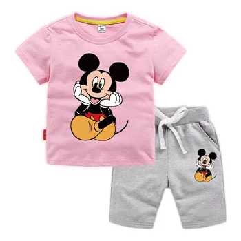 Vasaros Berniuko Drabužių Medvilnės marškinėliai Kelnės Mergaitėms, Drabužiai Nustatyti Mickey Mouse Sportiniai Kostiumai Vaikų Drabužiai Vaikams Komplektai