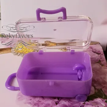 12PCS Purpurinė Mini Geležinkelių Lagaminą Džiaugtis Turėtojas Šalis Saldainių Dėžutė Vestuvių Nori Baby Shower Gimtadienio Renginys Saldus Paketo Idėjos