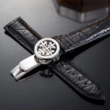 Aligatorius natūralios Odos Dirželis Patek Philippe Žiūrėti Juosta 19mm 20mm Laikrodį Apyrankę, Diržą Turas Modelis Vandeniui vyrai
