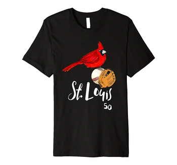 Saint Louis Raudona Kardinolas Marškinėlius Skaičius 50 Beisbolo Meno Premija T-Shirt
