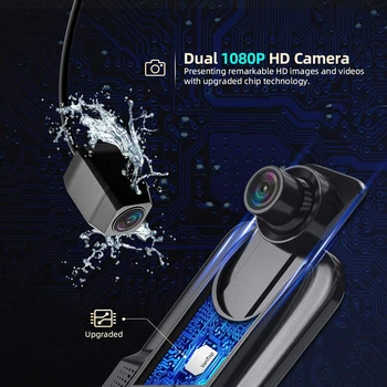 VanTop HF09MQ Dual 1080P Veidrodis Brūkšnys Cam 10