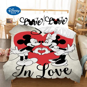Disney Mickey Minnie mouse Animacinių filmų Patalynės Komplektas Puikus Pora viena Twin Visą Karalius Antklode Padengti Užvalkalas dovana vaikams