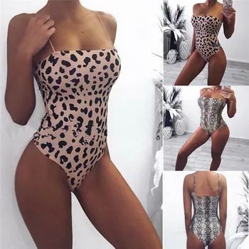 Rompers Moterų Bodysuit Gyvatė, Leopardas Spausdinti Seksualus Chalatas Šalies Clubwear Rankovių Kūno Femme Streetwear Vasaros Drabužių 2019