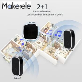 Pažangi Belaidžio ryšio tolimojo Vandeniui Globėjo Namuose, Sveiki Doorbell ES Kištukas su LED Šviesos AC Skaitmeninės Muzikos MKA101