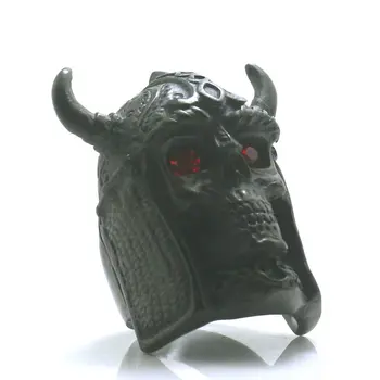 316L Nerūdijančio Plieno, Didelis Skull Red Akmens Akių Šiaurės Europoje Vikingai, Juodas Žiedas