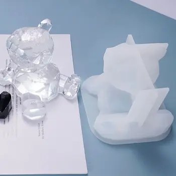 Derva Kristalų Epoksidinės Pelėsių Animacinių filmų 3D Lokys Telefono Turėtojas Liejimo Silikono Forma 