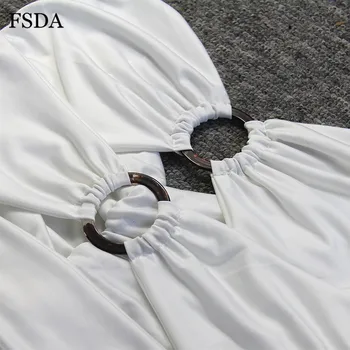 FSDA 2019 m. Vasarą Seksuali Moteris Bodycon Suknelė Tuščiaviduriai Iš Stebėjimo Backless Tvarstis Ruched Šalis Mini Suknelės