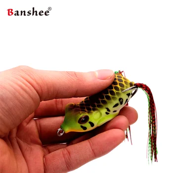 Banshee 15g 60mm Didelis Minkštas Varlė Snakehead/Bass Topwater Ray Varlės Gundymas Jaukų Silikoniniai Masalai Žvejybos Masalas Aukštų Kabliukai