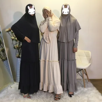 Eid Mubarakas Dubajus Abaja Turkijos Musulmonų Maldos Suknelė, Hijab Nustatyti Maroko Kaftan Caftan Marocain Islamo Drabužių Vestido Musulmanes