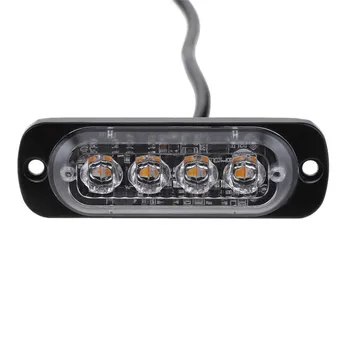 Automobilių Sunkvežimių Švyturys Lempos Gintaro šviesoforo 4 LED Blykstės Šviesa Strobe Grotelės Mirksi Suskirstymas Pagalbos Šviesiai Mėlyna Spalva