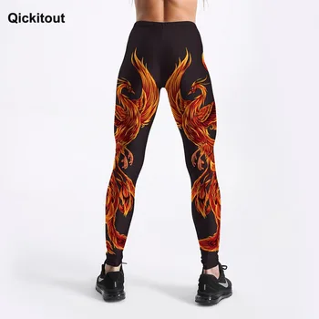 Qickitout Karšto Pardavimo Moterų Antblauzdžiai Flaming Phoenix 3D Atspausdintas Punk Mergina Antblauzdžiai Kelnės Fitness Treniruotės Kelnės Ilgos Tampri, S-4Xl