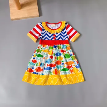 Garstyčių medvilnės Rudenį su geometrija, Pynimas Kūdikių Mergaitės Rudenį suknelė