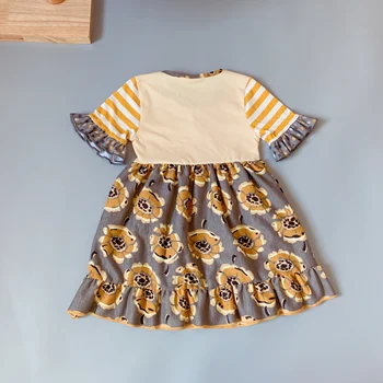 Garstyčių medvilnės Rudenį su geometrija, Pynimas Kūdikių Mergaitės Rudenį suknelė