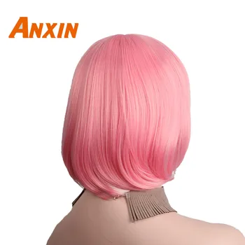 Anxin 12 Colių Garbanotas Ponios Sintetinių Sexy Juoda Moterys Trumpais Plaukais Ober Gamtos Atsitiktinis Cosplay Šalies Rožinės Spalvos Perukai