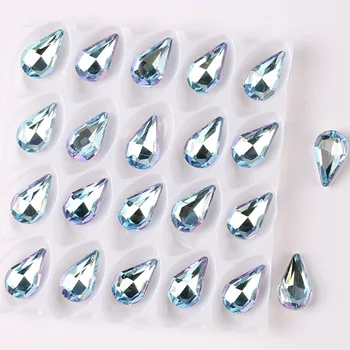 Stiklo kristalų 8*13mm slim vandens lašelius formos vaivorykštinis & želė saldainiai AB spalvų pointback Klijai ant kalnų krištolas karoliukai, aplikacijos 