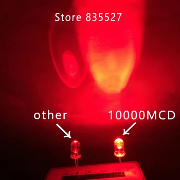 1000pcs/daug 5mm 10000mcd raudonas LED vanduo skaidrus apvalus galvos F5 super ryškus LED šviesos diodų lempos karoliukų, skirta 