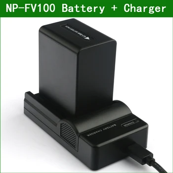NP-FV100 NP FV100 NPFV100 Skaitmeninio Fotoaparato Baterija + Kroviklis Sony HDR CX450 PJ510 PJ675 XR550E XR150E XR260 CX485 XR350