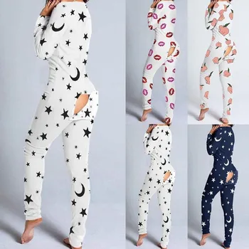 Moterų Seksualių Moterų Jumpsuit Pyjama Pajama Kostiumas Atgal Užpakalis Bum atidaryti Sexy Ass Loungewear