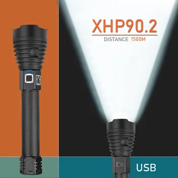 300000 LM XHP90.2 Labiausiai Galingas LED Žibintuvėlis USB Įkraunamas LED Žibintuvėlis XHP90 XHP50 XHP70 Vertus Lempos 18650 Taktinis Žibintuvėlis