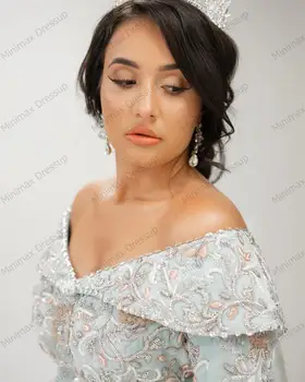 Dangus Mėlynas Veliūras Maroko Kaftan Nuotakos Suknelė Duobute Kristalų Moterų Vestuvių Suknelė Musulmonų Arabija Dubajus Aplikacijos Vestuvių Suknelės
