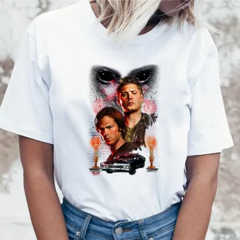 Antgamtinių Sam Ir Dean marškinėliai moterims viršuje grafinis ulzzang drabužių tees juokinga moteriška t-shirt marškinėlius harajuku korėjos dėl