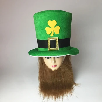 Nauja Saint Patrick Kostiumas Viršų Skrybėlę su Ūsais Bžūp Lankelis Airija Dobilų Šalis Airijos Skrybėlės st patrick ' s day Priedai