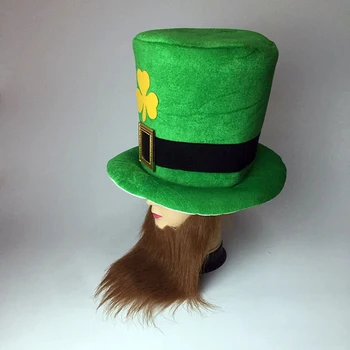 Nauja Saint Patrick Kostiumas Viršų Skrybėlę su Ūsais Bžūp Lankelis Airija Dobilų Šalis Airijos Skrybėlės st patrick ' s day Priedai