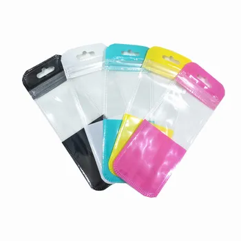 100vnt Multi-colored Ilgai Uždaroma Plastiko Zip-Lock Paketas Krepšys su Pakabinti Skylę Electronics 