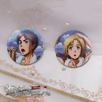 2VNT Anime Ataka Titan Eren Jaeger Mikasa Akermano Ženklelis Cosplay Mygtuką Sagė Pin Emblema Clothings Kuprinės Itabag Dekoras