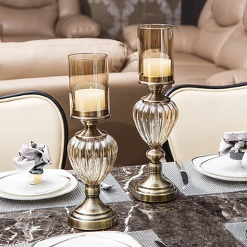 Neo-klasikinio modelio kambarys žvakė stalo stalo apdailos prabangos žvakės papuošimas, vestuvių romantiškos meilės apdaila namo apdaila