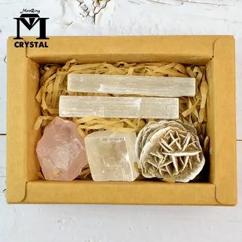 Natūralus kristalas brangakmenio Mineralinių Pavyzdys dovanų Dėžutėje Desert Rose Akmens, Gipso rose kvarco akmens helaing namų puošybai