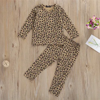 Vaikai Pižama Vaikams Kūdikis Sleepwear Leopardas Spausdinti Pižama Rinkiniai Berniukas Mergaičių Pižamos Pijamas Medvilnės Naktiniai Drabužiai Drabužiai Drabužiai Vaikams