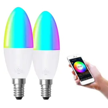 2019 Karšto 1pcs WiFi Smart LED Lemputė 6W RGB E14/E26/E27/B22 Spalva Keičiasi Lemputės Balso Remote App Kontroliuoti Darbą Su Pažangaus Gyvybės