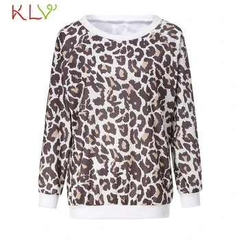Marškinėliai Moterims Mados ilgomis Rankovėmis Leopard 