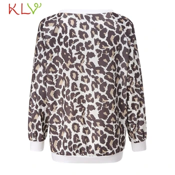 Marškinėliai Moterims Mados ilgomis Rankovėmis Leopard 