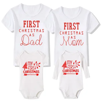 Pirmą Kalėdų, kaip ir Tėtis, ir Mama Baltos spalvos Marškinėlius Mano Pirmoji Kalėdų Kūdikis Bodysuit Atitikimo Šeimos Komplektus, Tėvas, Motina, vaikiški Drabužiai