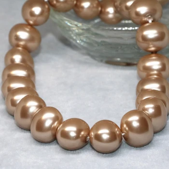 Romantiška 13*15mm šampanas gamtos shell perlų, ovalo formos, elegantiškas dovanos moterims aukštos kokybės laisvi papuošalai priėmimo karoliukai 15inch B2272