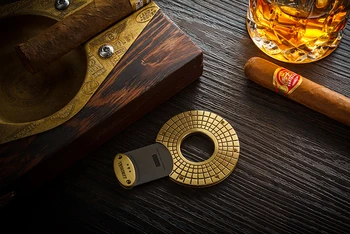 LUBINSKI Bronzos Turas Cigarų Tabako Cutter 23 mm Skylė Giljotinos Žirkliniai Dual Geležtės Nešiojami Tinka COHIBA Su Dovanų Dėžutė