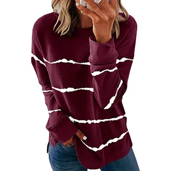 5XL Plius Dydis Moterų Drabužiai Marškinėliai ilgomis Rankovėmis Dryžuotas Pavasario Tee Prarasti Atsitiktinis Pilka Viršūnes Negabaritinių Lady Sport Veikia T-Shirt
