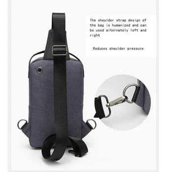2020 m. naujas stiliaus vyrų krūtinės kišenėje USB įkrovimo trumpą kelionę krepšys vandeniui užtrauktuką lino mados minkštos krūtinės krepšys