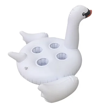 Mini White Swan Gėrimo Laikiklis Pripučiami Pripučiami 4 skylės Flamingo Puodelio Laikiklis Baseinas Žaislas Gėrimų Laikikliai Plaukti Paplūdimio Pramogos