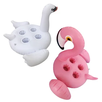 Mini White Swan Gėrimo Laikiklis Pripučiami Pripučiami 4 skylės Flamingo Puodelio Laikiklis Baseinas Žaislas Gėrimų Laikikliai Plaukti Paplūdimio Pramogos