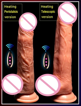 Kontrolės Šildymo Teleskopinis Dildo, Vibratoriai Belaidžio Nuotolinio USB Įkrovimo Varpos Moterų Masturbacija Prietaiso Suaugusiųjų Sekso Žaislų Produktus