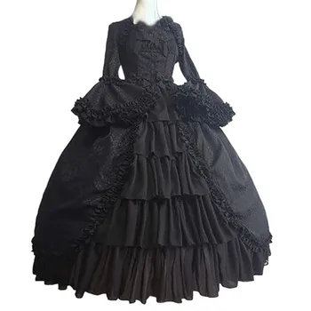 Vintage Suknelė Viduramžių Skraiste Cosplay Kostiumas Suknelė Moterims Gotikos Teismas Square Apykaklės Kratinys Lankas Suknelė Cosplay Suknelė#J30